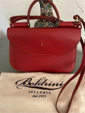 Boldrini Red Leather Top-Handle Crossbody Bag